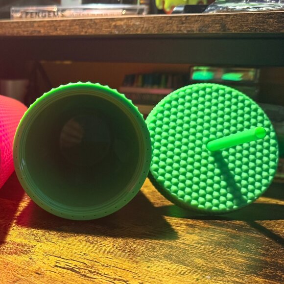 Starbucks Neon Green & Pink Studded Tumblers - NEW - Picture 3 of 4